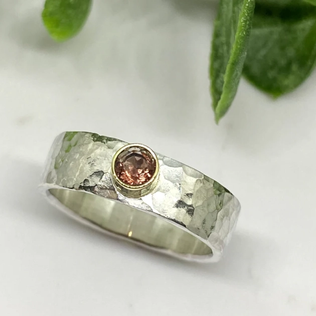 Sunstone 18k gold Sterling Silver Ring