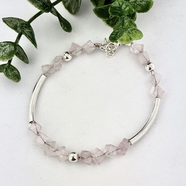 Rose Quartz and Sterling Silver Bracelet
