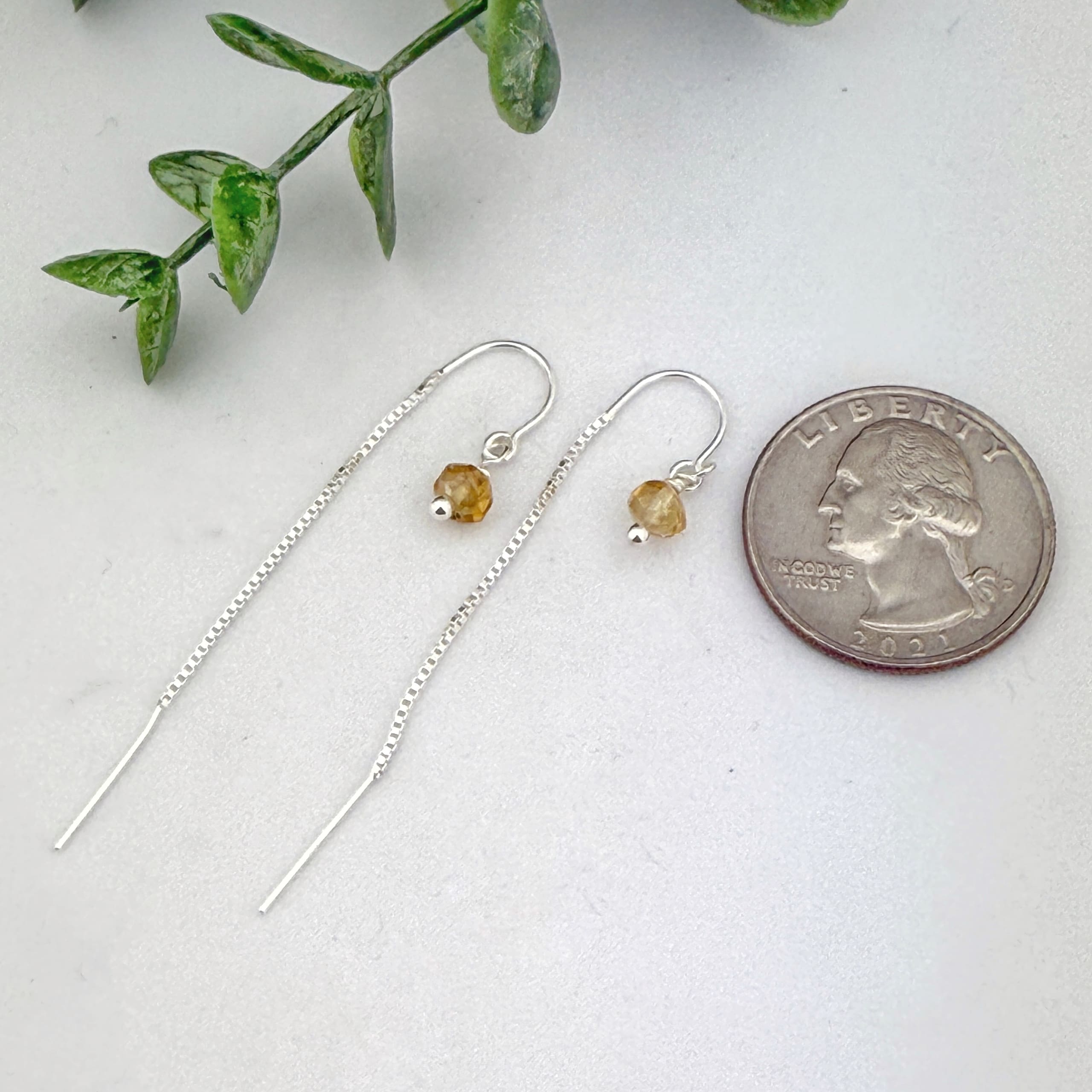 Citrine Sterling Silver Threader Earrings - Image 2