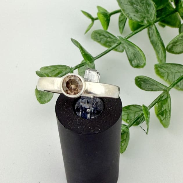 Sterling Silver Champagne Zircon Ring