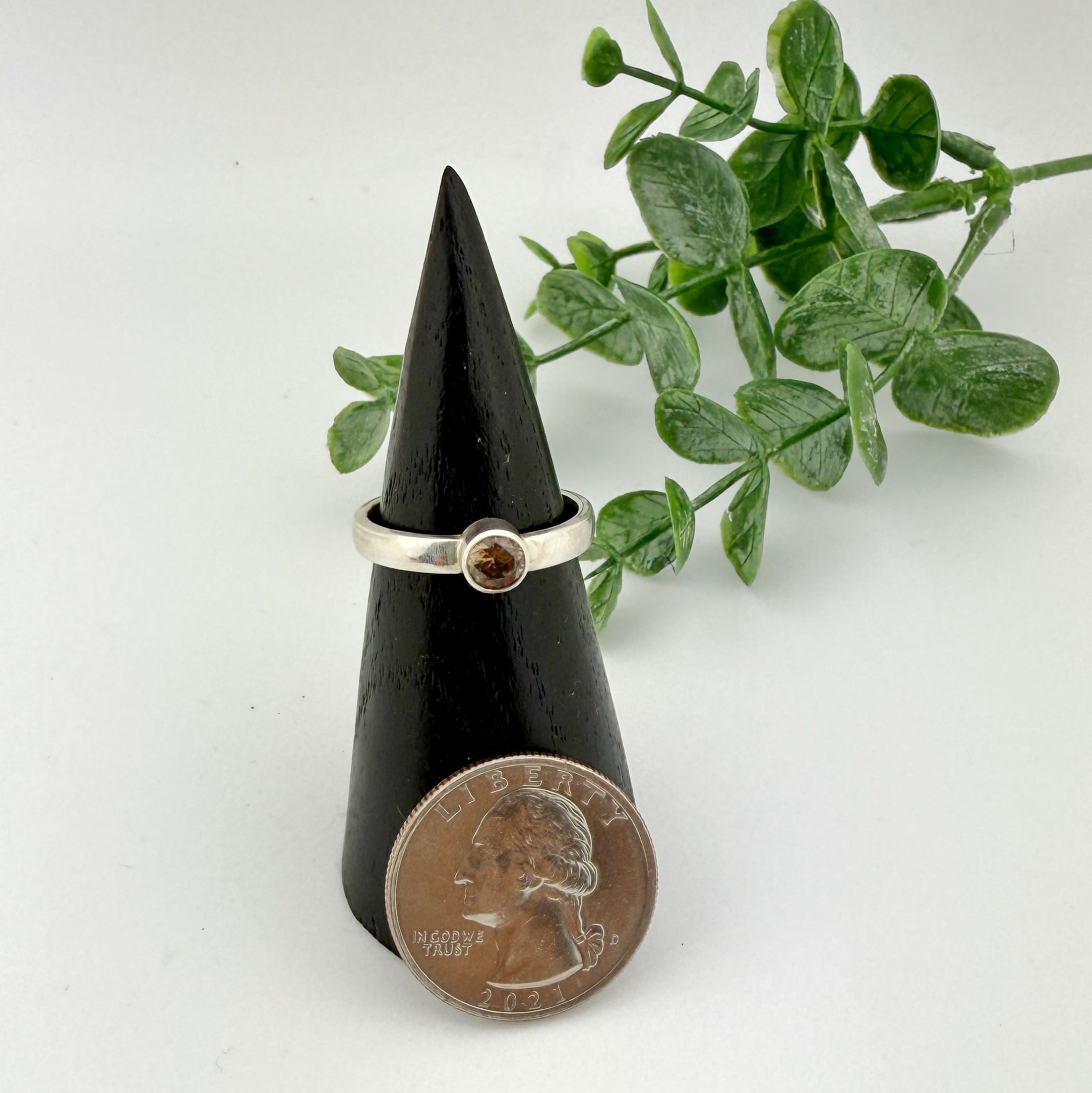 Sterling Silver Champagne Zircon Ring - Image 2