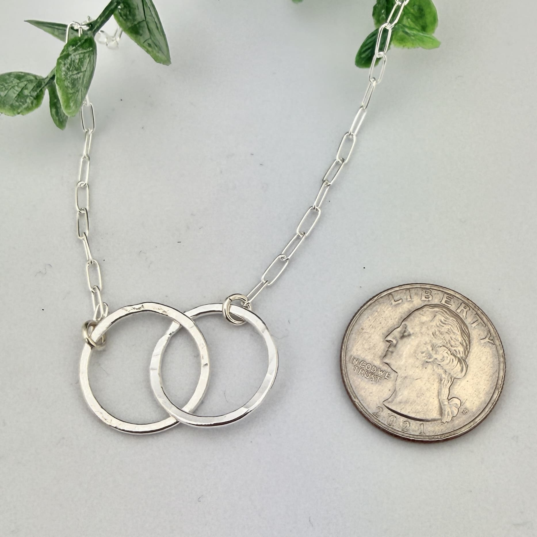Two Circle Sterling Silver Necklace - Image 3