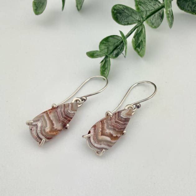 Crazy Lace Sterling Silver Agate Earrings