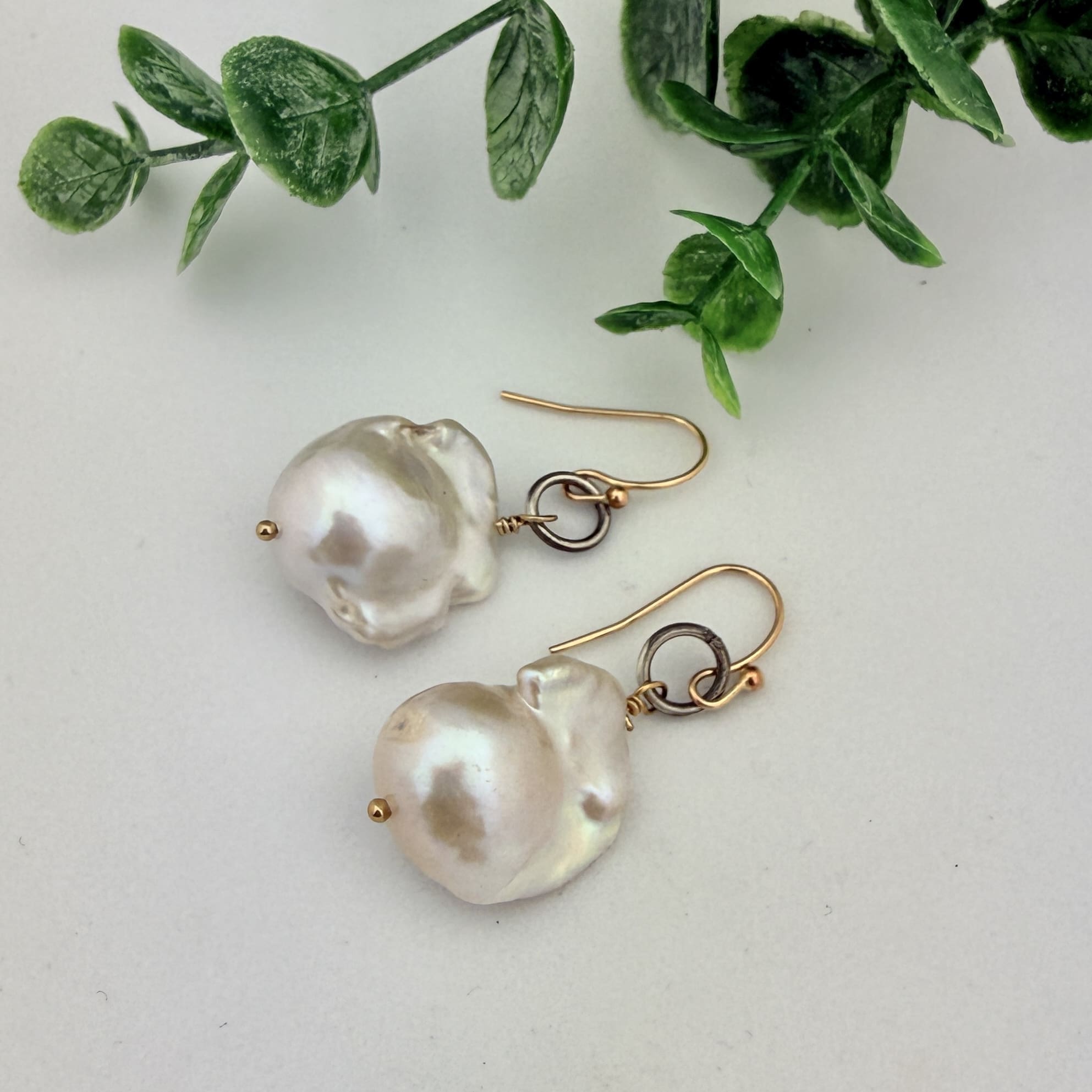 Baroque Pearl Sterling Silver 14k Gold Filled Earrings