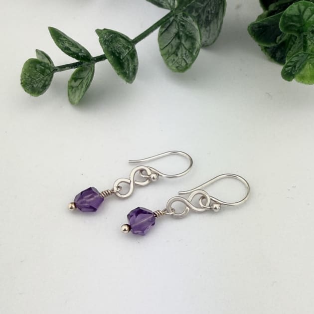 Amethyst & Sterling Silver Drop Earrings