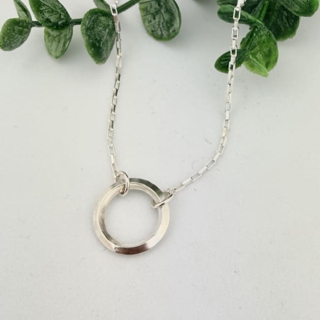 Sterling Silver Geometric Circle Necklace