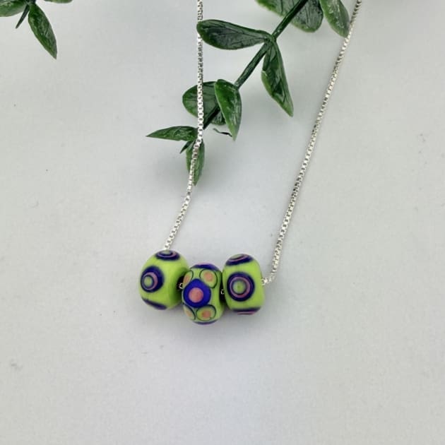 Lampwork Glass Bead Necklace – Sterling Silver
