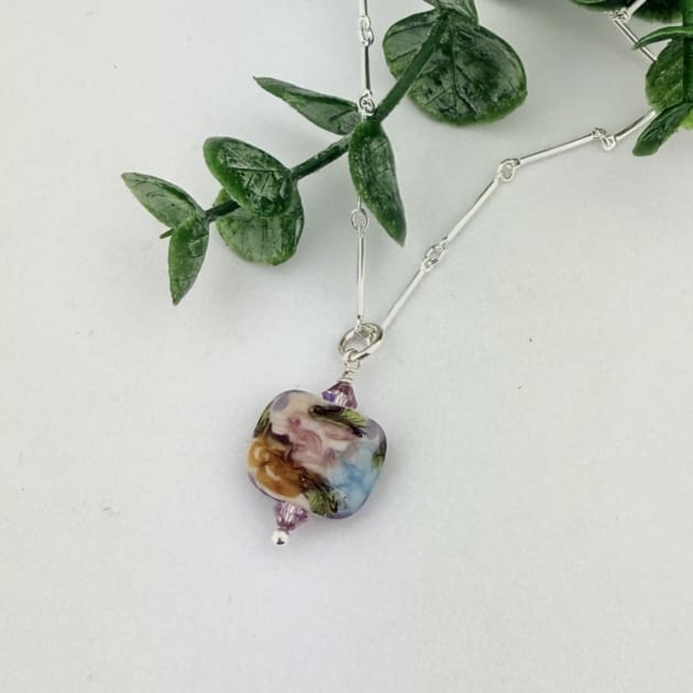 Matte Lampwork Glass Pendant Necklace – Sterling Silver