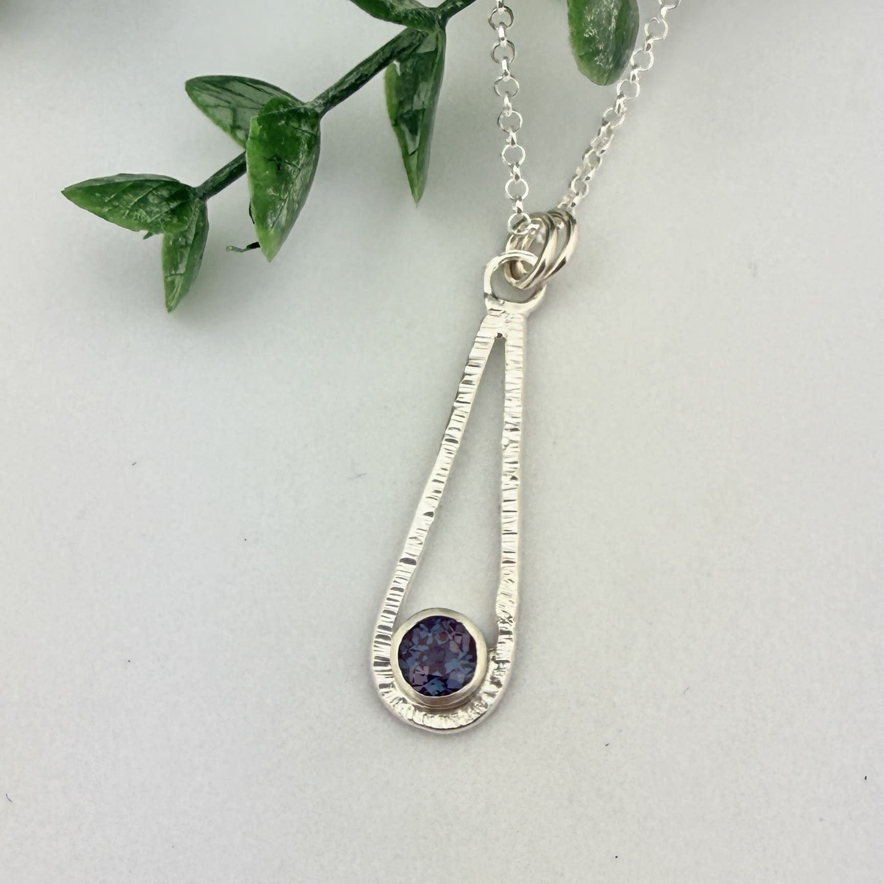 Lab Created Alexandrite Sterling Silver Necklace