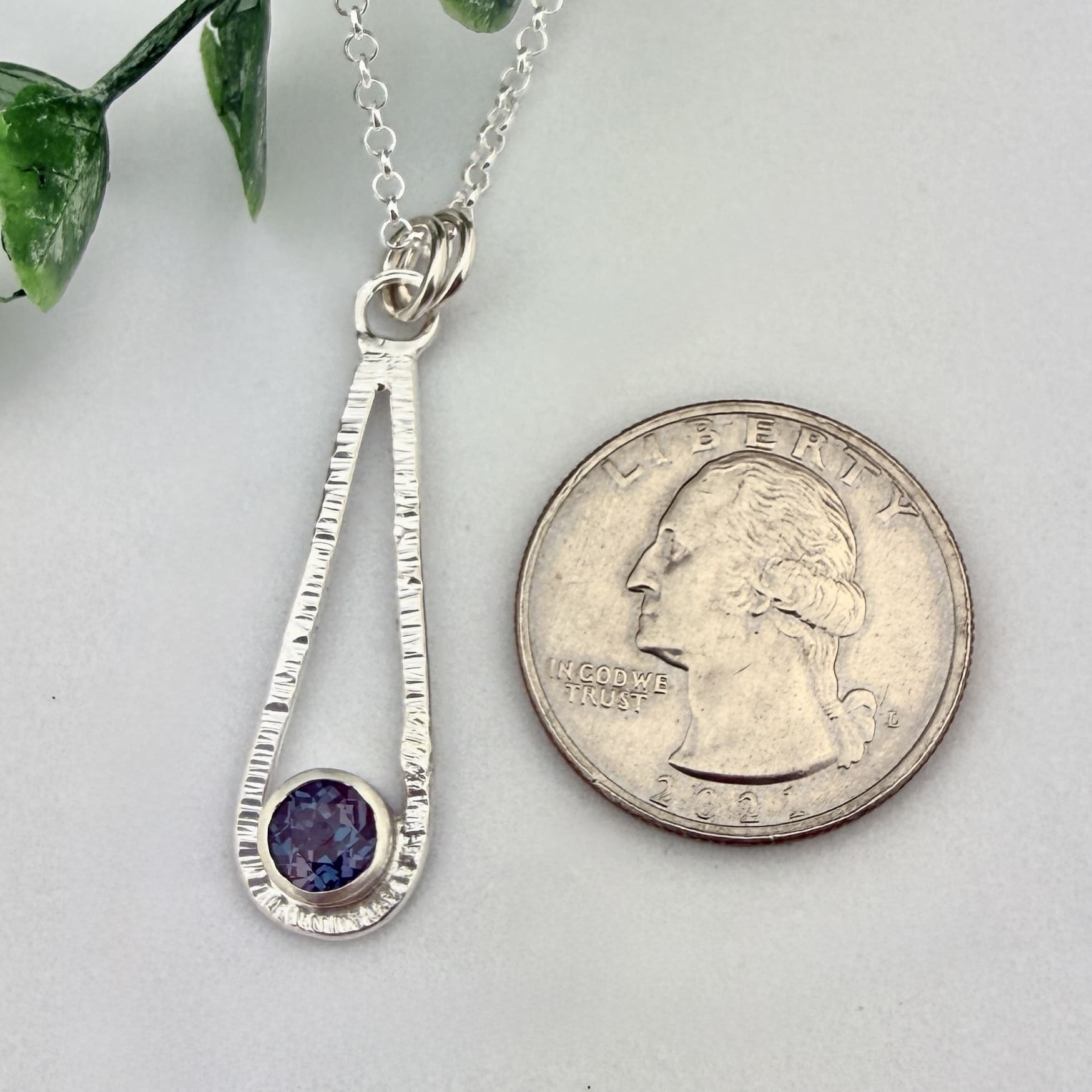 Lab Created Alexandrite Sterling Silver Necklace - Image 2