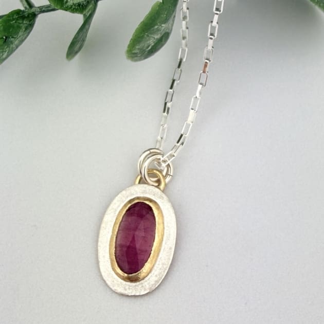 Pink Tourmaline Necklace | 18K Gold & Sterling Silver
