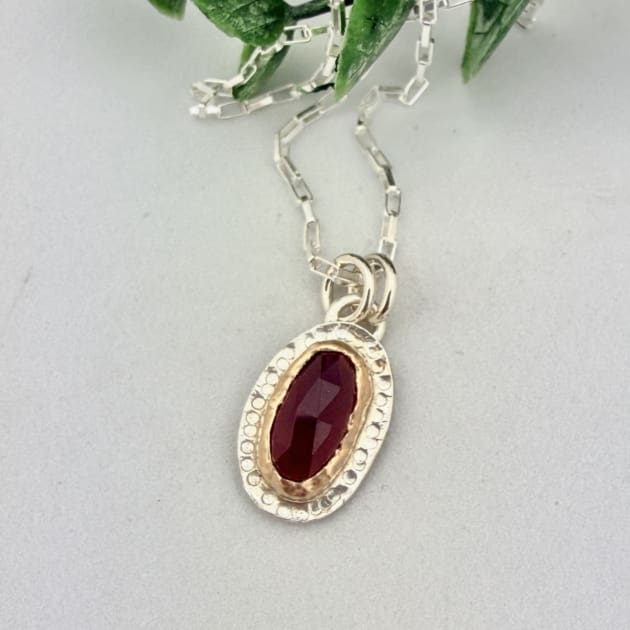 Garnet Necklace | 14K Gold & Sterling Silver