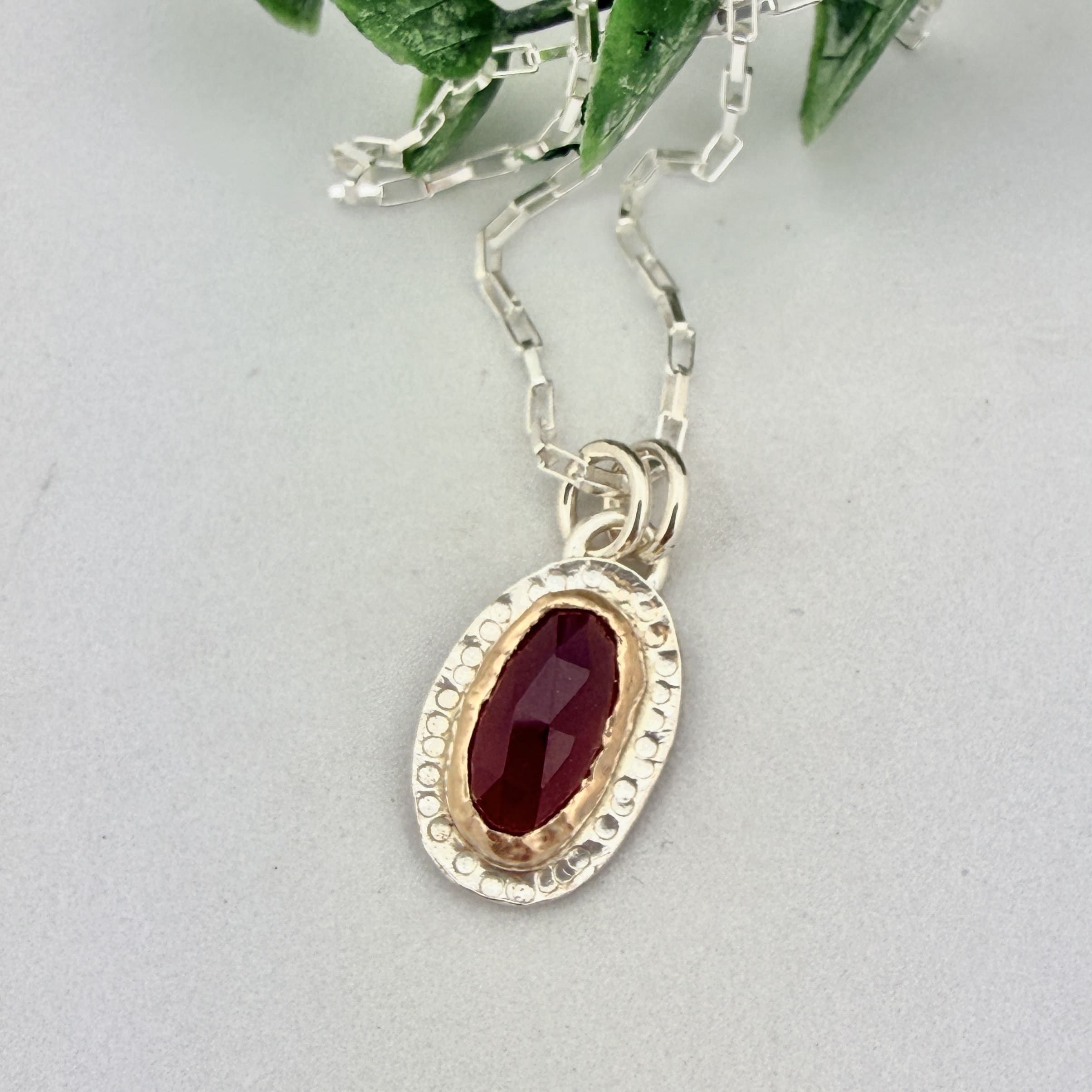 Garnet Necklace | 14K Gold & Sterling Silver