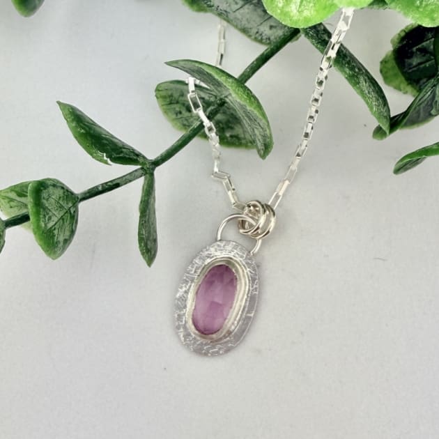 Pink Tourmaline Sterling Silver Necklace